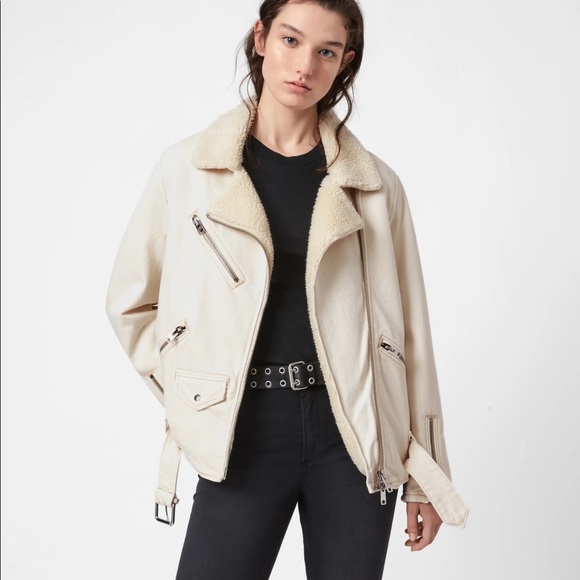 Allsaints Sherpa Lined Denim Jacket 